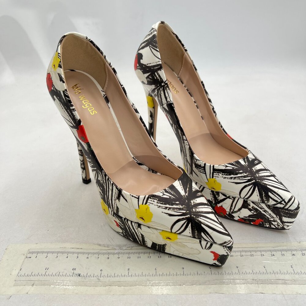 Wo Wagas Multicolor Classic Pump Platform High Heels Pointy Toe Slip On Shoe - Picture 4 of 8